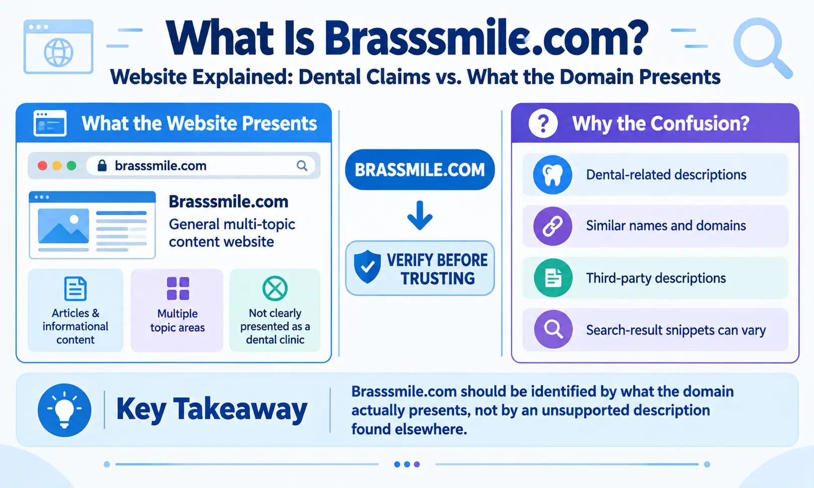 What is Brasssmile.com website explained with dental claims and domain verification