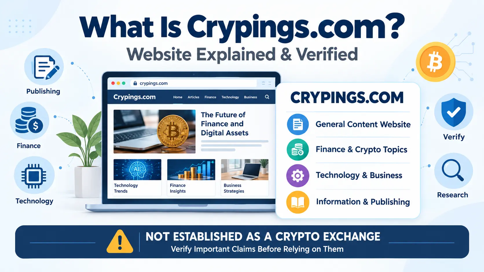 Crypings.com website explained with information about its general content and crypto-related topics