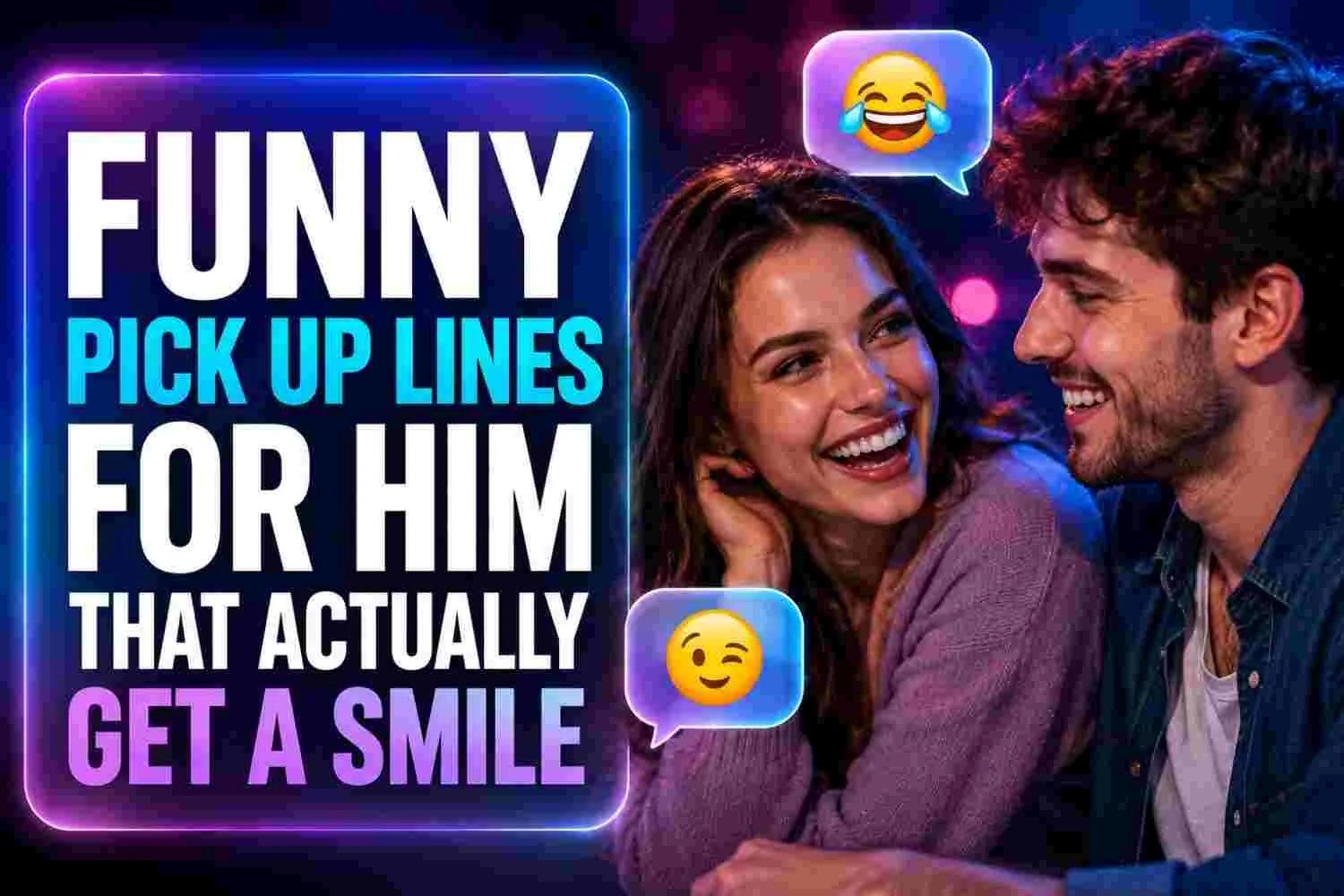 Funny Pick Up Lines For Him That Actually Get A Smile featuring a laughing couple sharing a playful moment